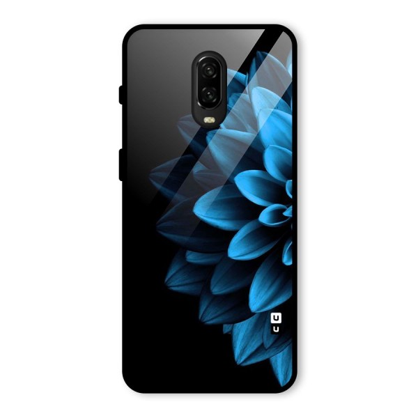 Half Blue Flower Glass Back Case for OnePlus 6T