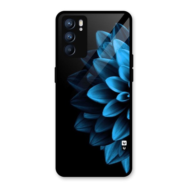 Half Blue Flower Glass Back Case for Oppo Reno6 5G