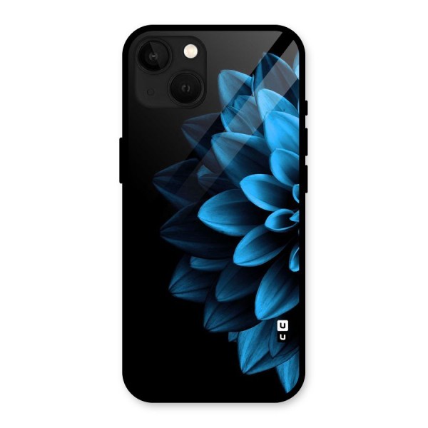 Half Blue Flower Glass Back Case for iPhone 13