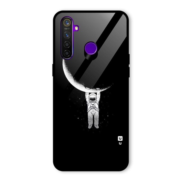 Hanging Astronaut Glass Back Case for Realme 5 Pro