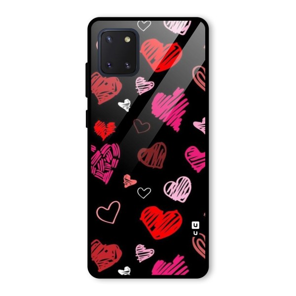 Hearts Art Pattern Glass Back Case for Galaxy Note 10 Lite