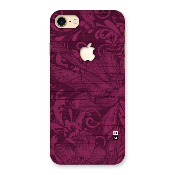 Magenta Floral Pattern Back Case for iPhone 7 Apple Cut