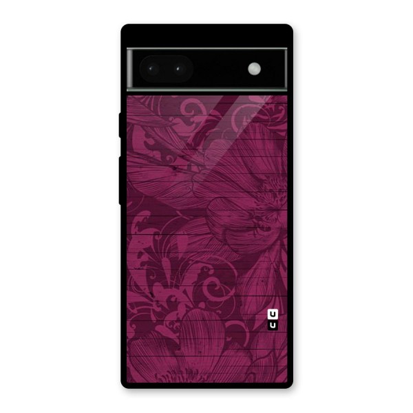 Magenta Floral Pattern Glass Back Case for Google Pixel 6a