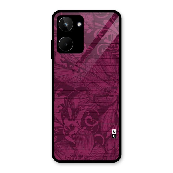 Magenta Floral Pattern Glass Back Case for Realme 10