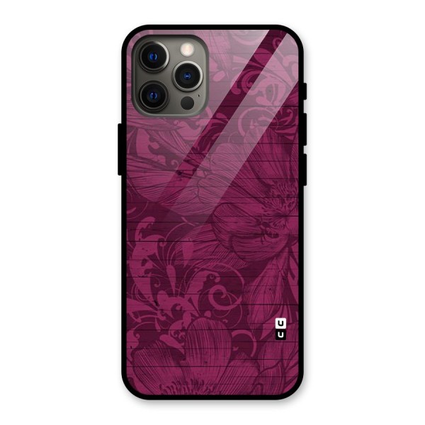 Magenta Floral Pattern Glass Back Case for iPhone 12 Pro Max