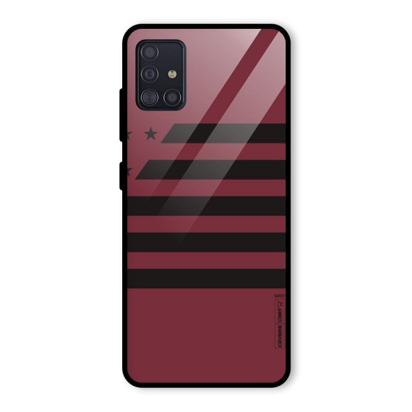 Maroon Star Striped Glass Back Case for Galaxy A51