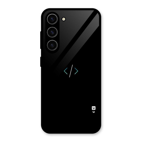 Minimal Dark Coding Glass Back Case for Galaxy S23