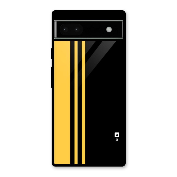 Minimal Yellow and Black Design Glass Back Case for Google Pixel 6a