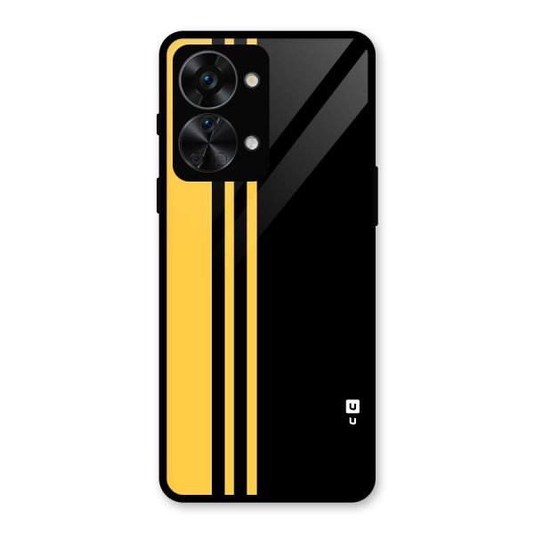 Minimal Yellow and Black Design Glass Back Case for OnePlus Nord 2T