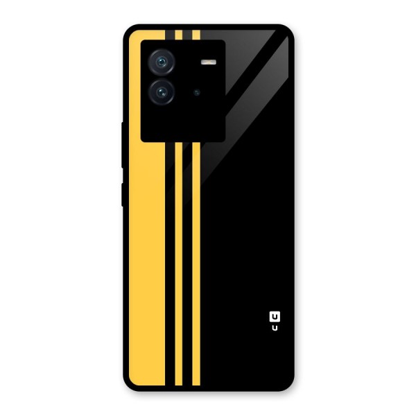 Minimal Yellow and Black Design Glass Back Case for Vivo iQOO Neo 6 5G