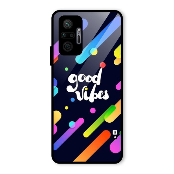 Multicolor Good Vibing Glass Back Case for Redmi Note 10 Pro Max