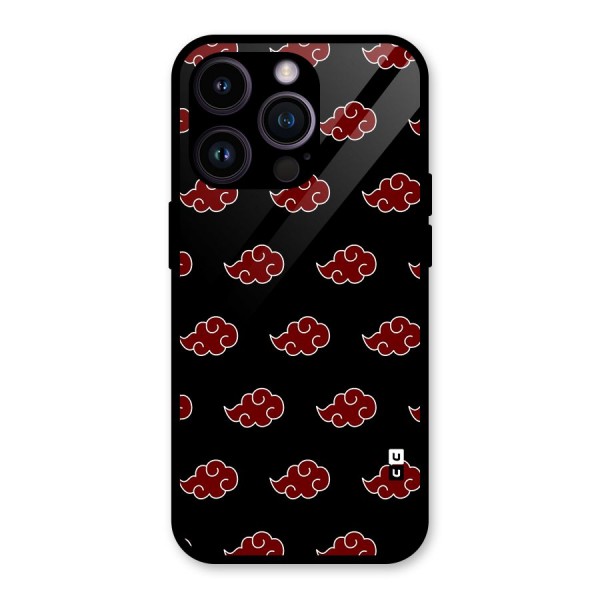 Naruto Akatsuki Pattern Glass Back Case for iPhone 14 Pro