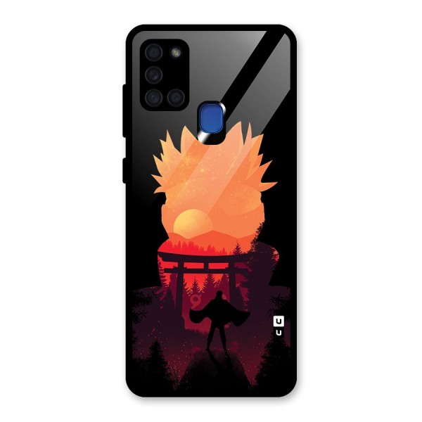 Naruto Anime Sunset Art Glass Back Case for Galaxy A21s