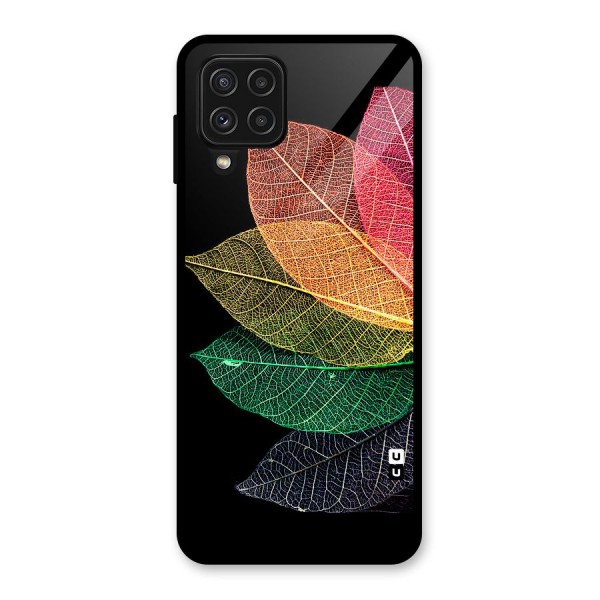 Net Leaf Color Design Glass Back Case for Galaxy A22 4G