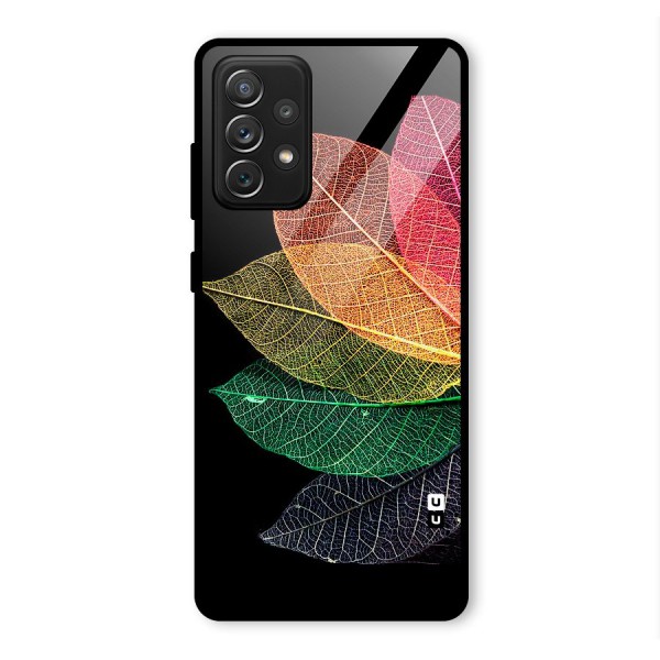 Net Leaf Color Design Glass Back Case for Galaxy A72