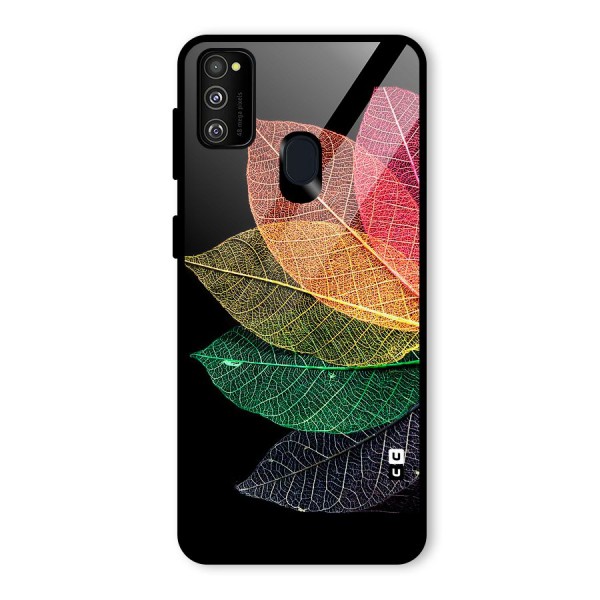 Net Leaf Color Design Glass Back Case for Galaxy M21