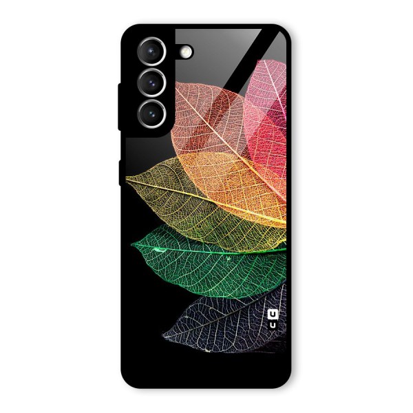 Net Leaf Color Design Glass Back Case for Galaxy S21 5G
