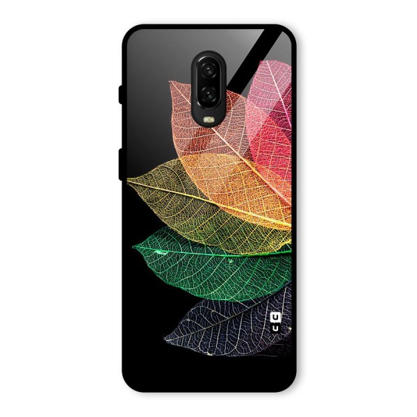 Net Leaf Color Design Glass Back Case for OnePlus 6T
