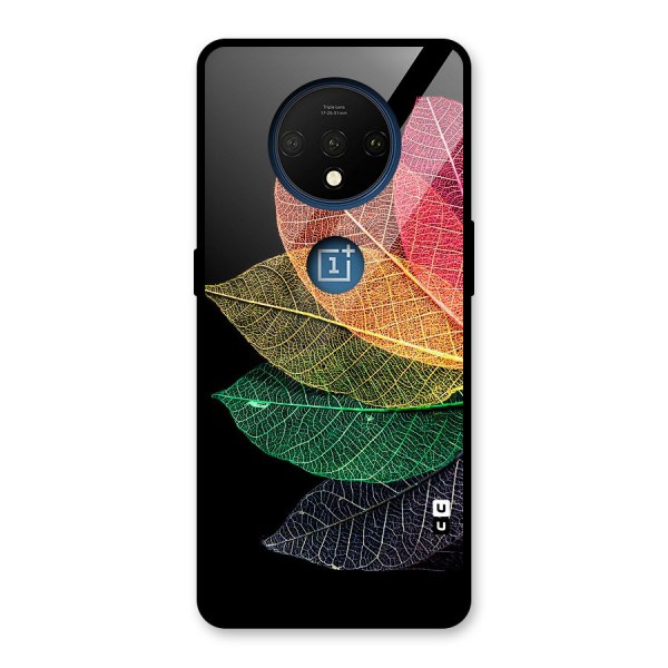 Net Leaf Color Design Glass Back Case for OnePlus 7T