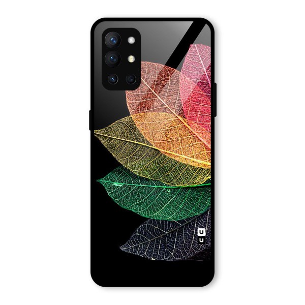 Net Leaf Color Design Glass Back Case for OnePlus 9R