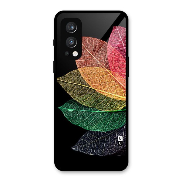 Net Leaf Color Design Glass Back Case for OnePlus Nord 2 5G