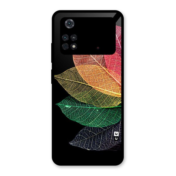 Net Leaf Color Design Glass Back Case for Poco M4 Pro 4G