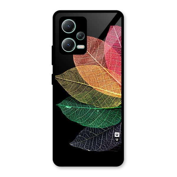 Net Leaf Color Design Glass Back Case for Redmi Note 12 5G