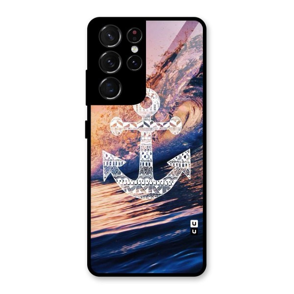 Ocean Anchor Wave Glass Back Case for Galaxy S21 Ultra 5G