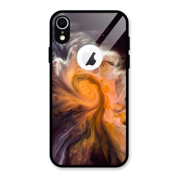Orange Fusion Glass Back Case for iPhone XR Logo Cut