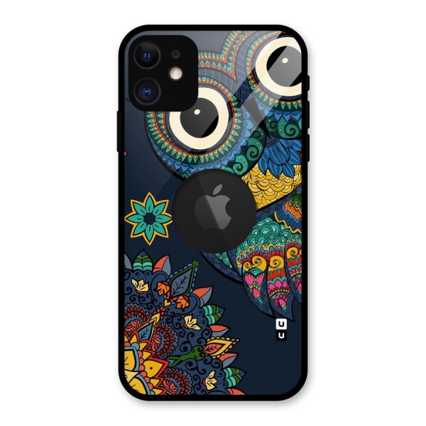 Owl Eyes Glass Back Case for iPhone 11 Logo Cut