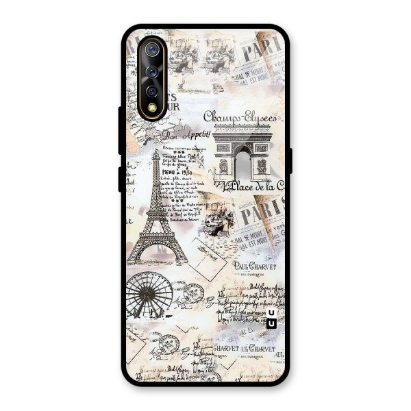 Paris Paper Glass Back Case for Vivo S1