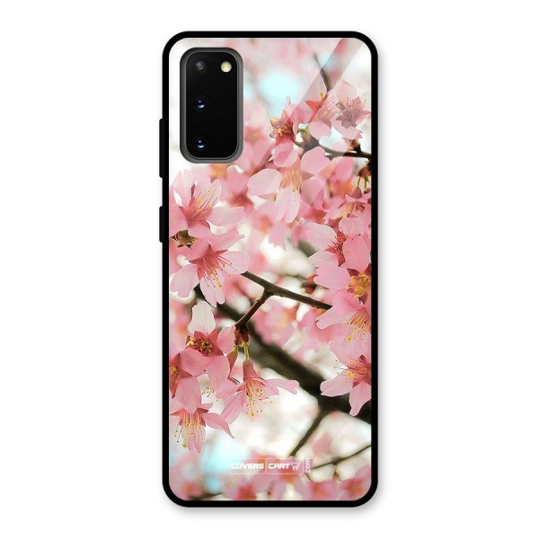 Peach Floral Glass Back Case for Galaxy S20