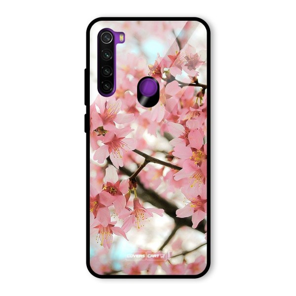 Peach Floral Glass Back Case for Redmi Note 8