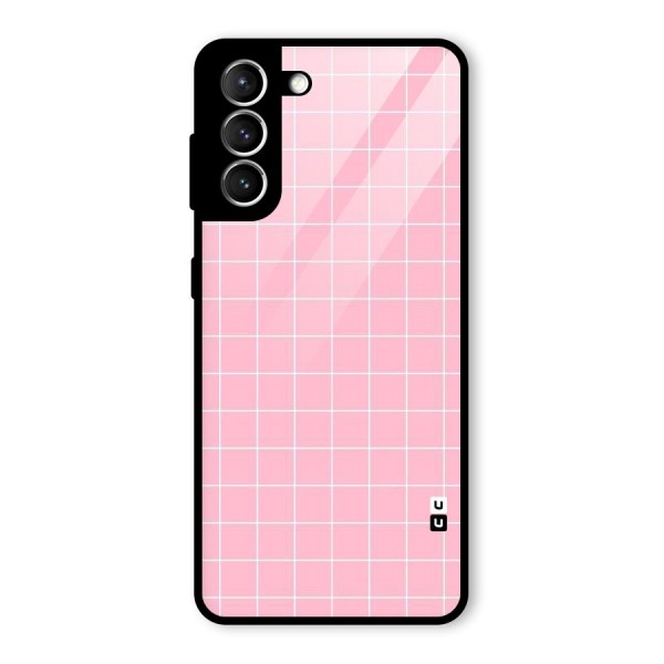 Pink Checks Glass Back Case for Galaxy S21 5G