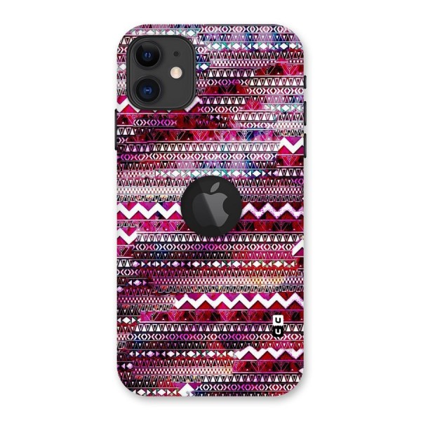 Pink Indie Pattern Back Case for iPhone 11 Logo Cut
