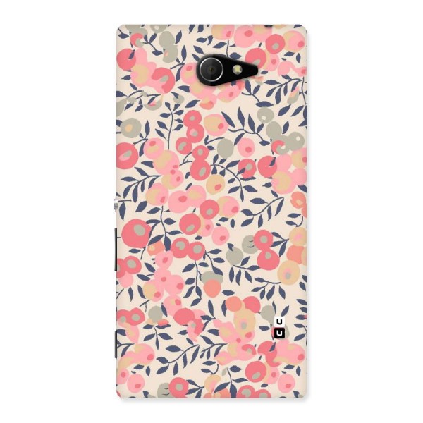 Pink Leaf Pattern Back Case for Sony Xperia M2