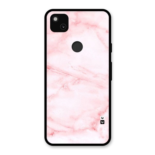 Pink Marble Print Glass Back Case for Google Pixel 4a