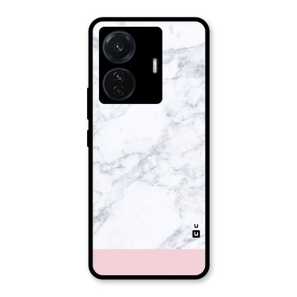 Pink White Merge Marble Glass Back Case for Vivo iQOO Z6 Pro