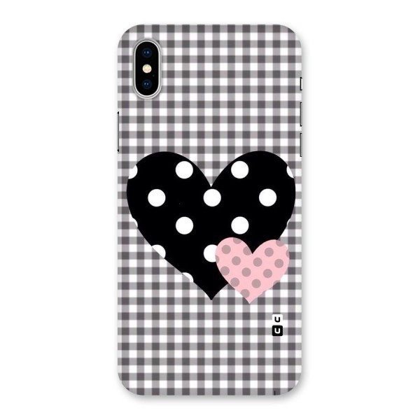Polka Check Hearts Back Case for iPhone X