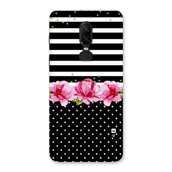 Polka Floral Stripes Back Case for OnePlus 6