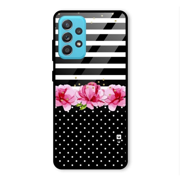 Polka Floral Stripes Glass Back Case for Galaxy A52s 5G