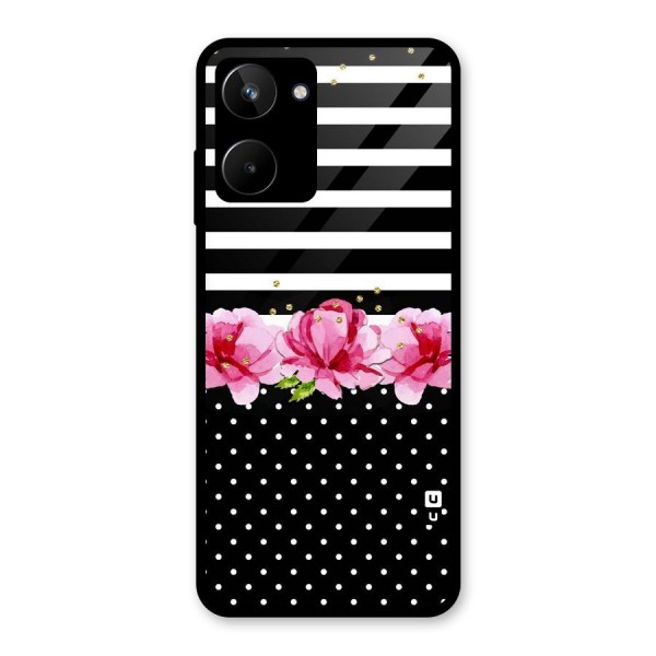 Polka Floral Stripes Glass Back Case for Realme 10