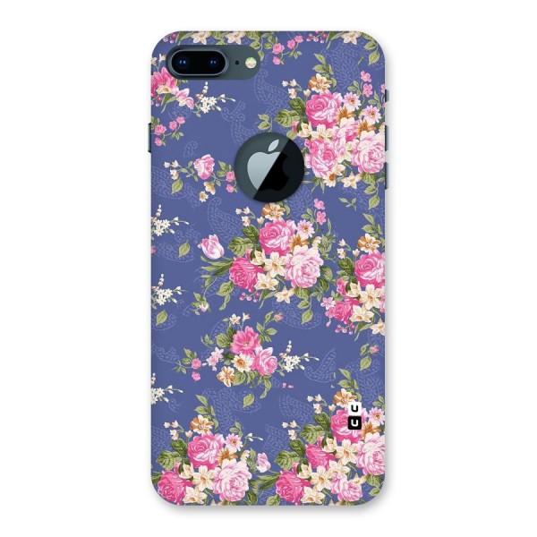 Purple Pink Floral Back Case for iPhone 7 Plus Logo Cut