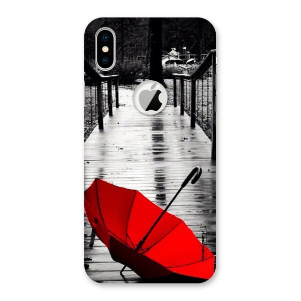 Rainy Red Umbrella Back Case for iPhone X Logo Cut