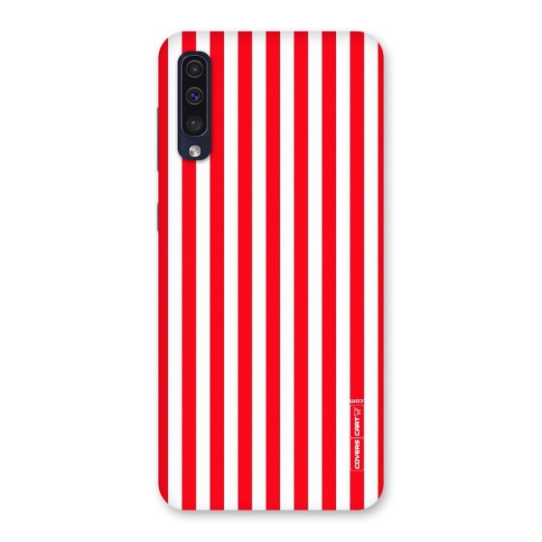 Red And White Straight Stripes Back Case for Galaxy A50