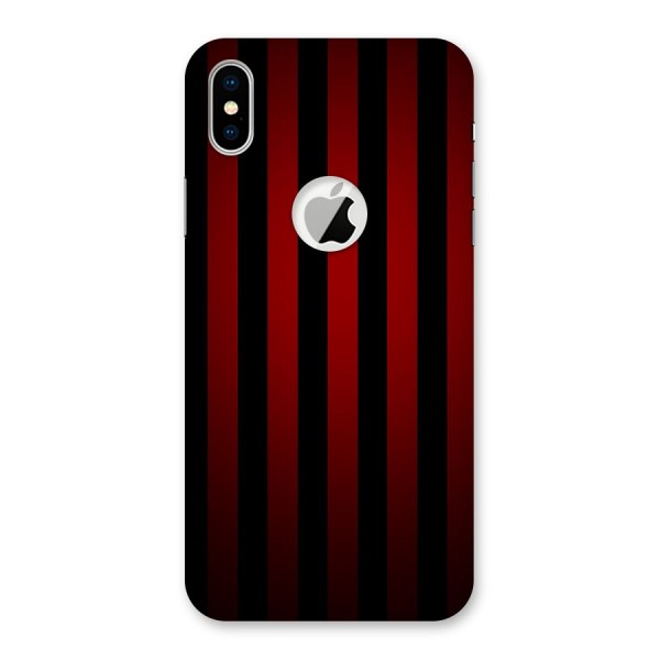 Red Black Stripes Back Case for iPhone XS Logo Cut