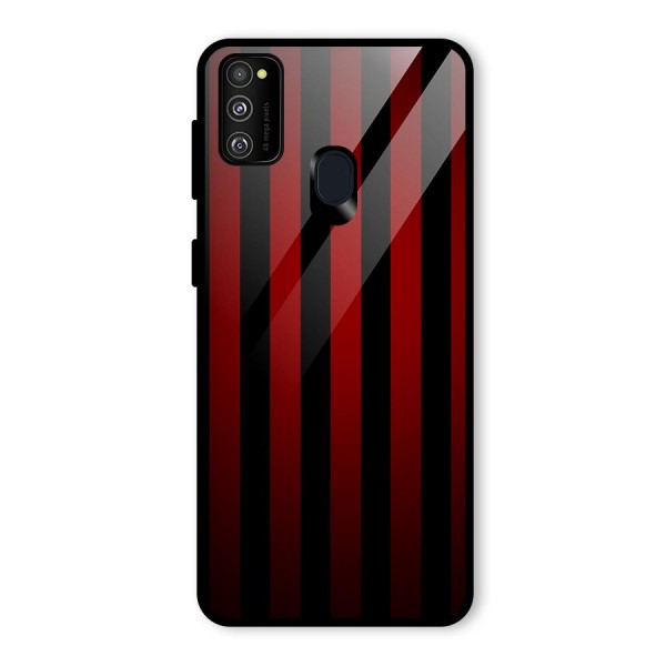 Red Black Stripes Glass Back Case for Galaxy M21