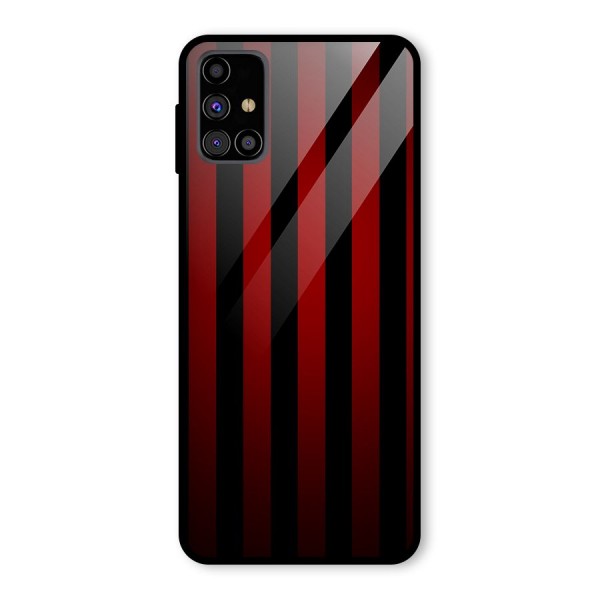 Red Black Stripes Glass Back Case for Galaxy M31s