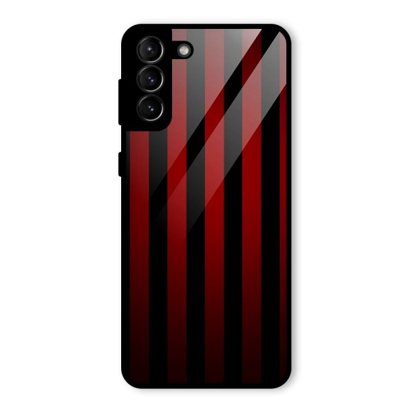 Red Black Stripes Glass Back Case for Galaxy S21 Plus