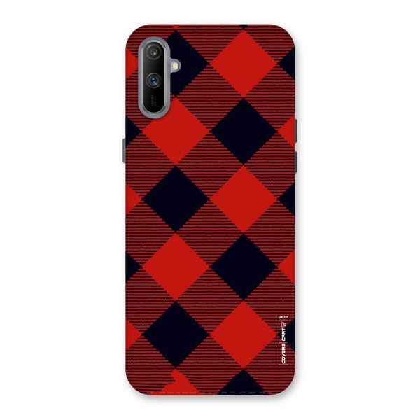 Red Diagonal Check Back Case for Realme C3